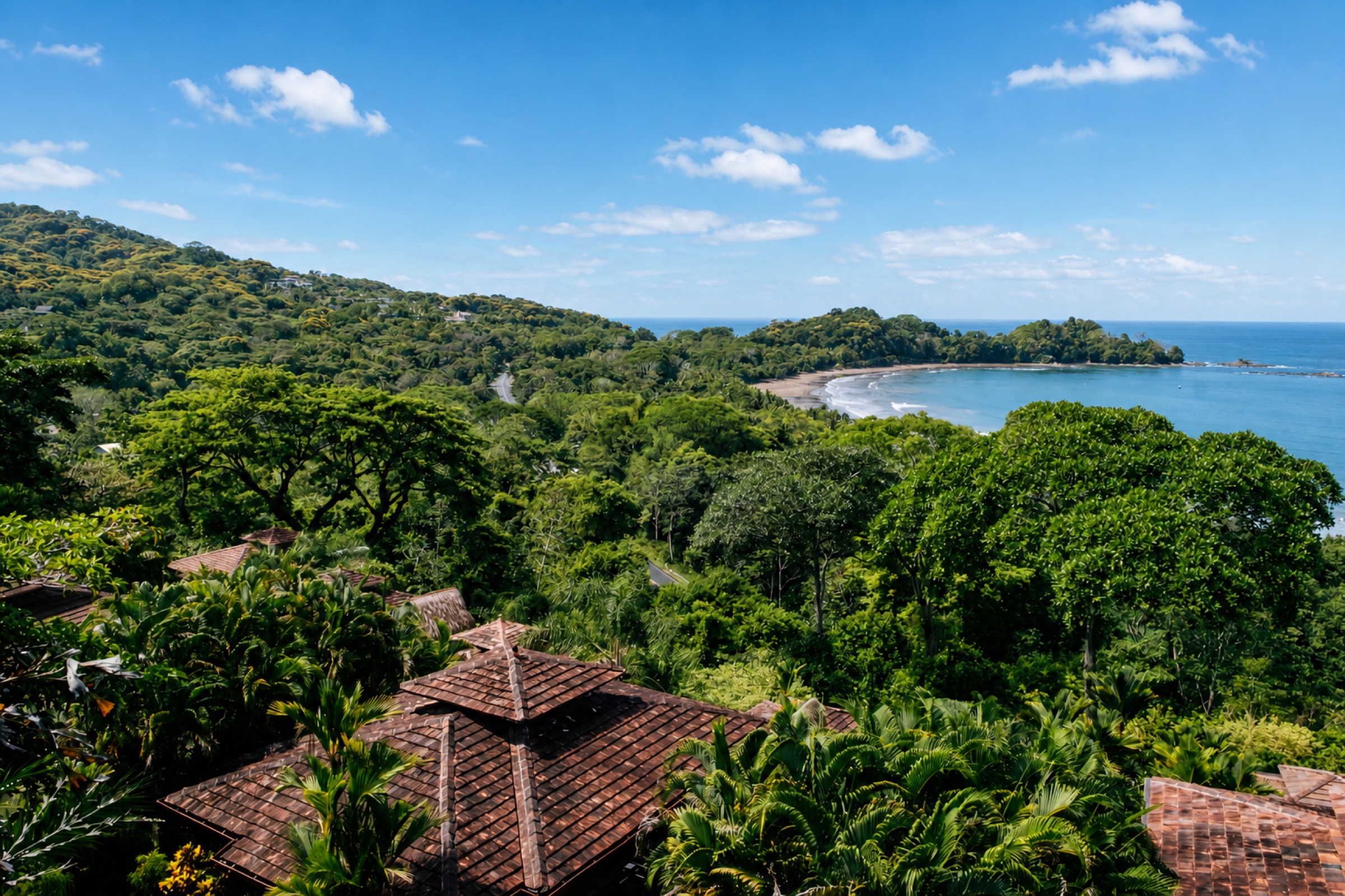 Rainforest and Pacific bay below Casa Calma in Costa Rica